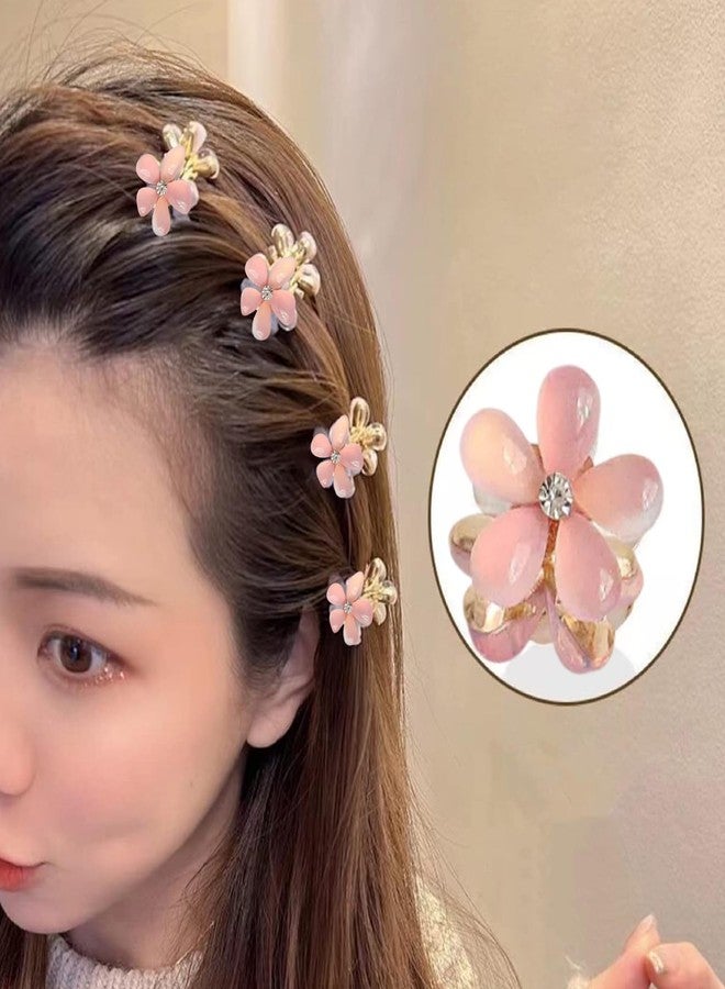 أسفيرز مشابك شعر صغيرة مزينة بالكريستال للنساء والفتيات، 20 قطعة من إكسسوارات الشعر بتصميم زهرة عين القطة المتدرجة (وردي) - Image 2
